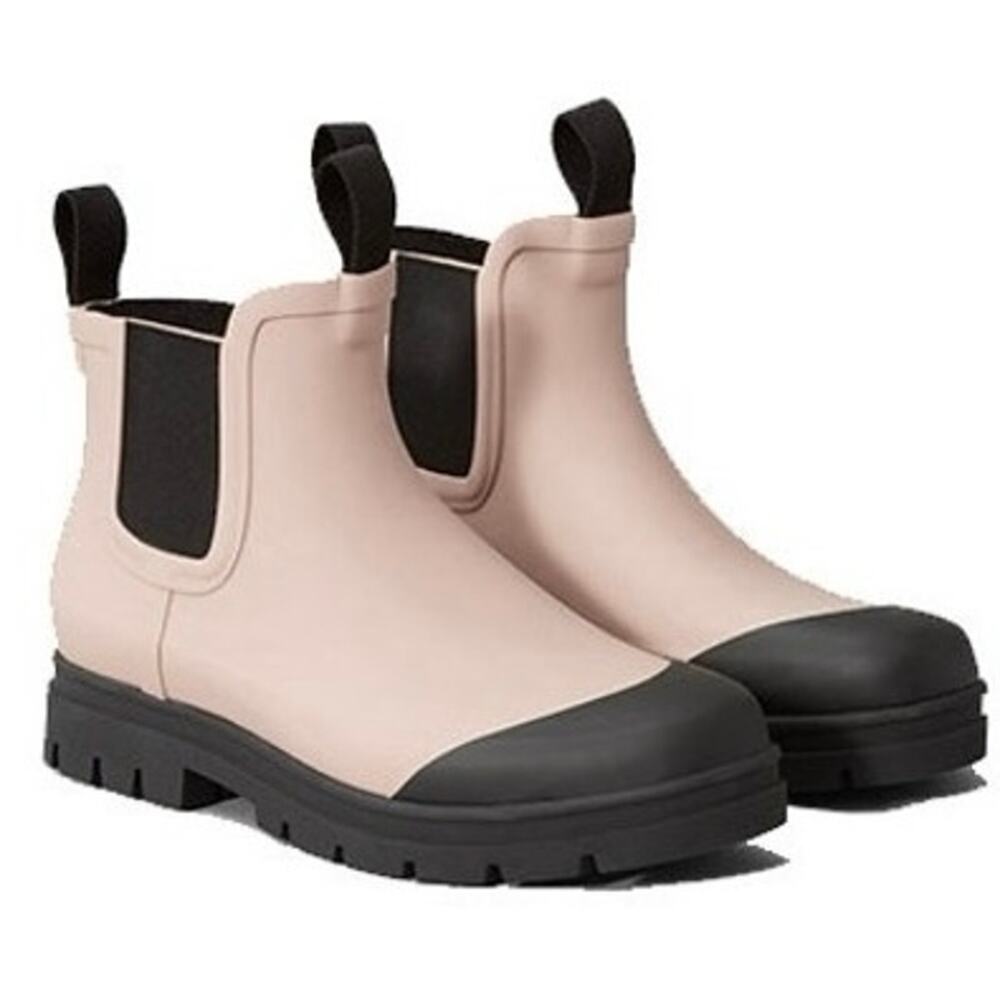 Everlane The‎ Rain Boot Pink Black Chunky Chelsea Waterproof Ankle Rain Boots